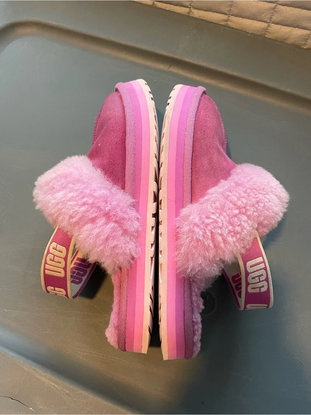 UGG Kids Rose Pink Shearling Backstrap Clogs